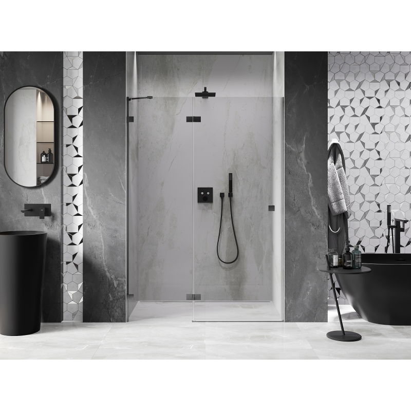 Mexen Lunar Shower Door Hinged Left 130 cm, Transparent, Brushed Gun Gray - 834-130-000-66-00-L