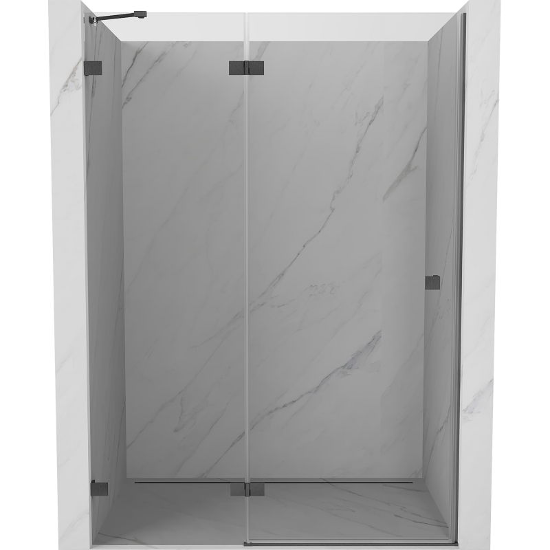 Mexen Lunar left swing shower door, 135 cm, transparent, brushed gun gray - 834-135-000-66-00-L