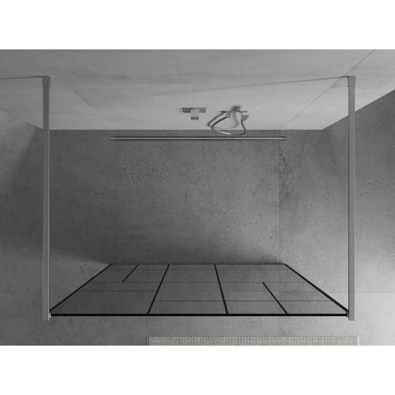 Mexen Kioto freestanding shower wall 100 x 200 cm, black pattern 8 mm, chrome - 800-100-002-01-78