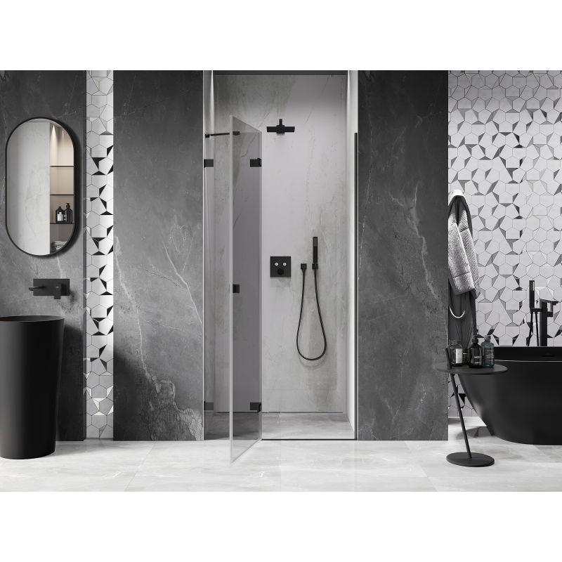 Mexen Lunar Left-Handed Swing Shower Door 80 cm, Transparent, Black - 834-080-000-70-00-L