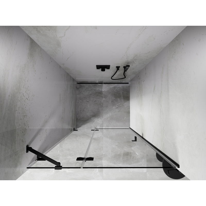 Mexen Lunar Left Hinged Shower Door 100 cm, Transparent, Black - 834-100-000-70-00-L