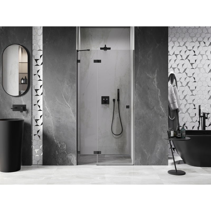 Mexen Lunar 105 cm Left Pivot Shower Door, Transparent, Black - 834-105-000-70-00-L