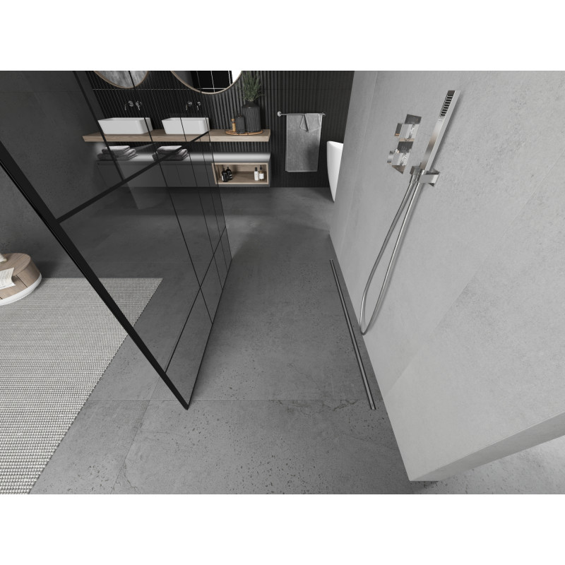 Mexen Kioto freestanding shower screen 130 x 200 cm, black pattern 8 mm, chrome - 800-130-002-01-78