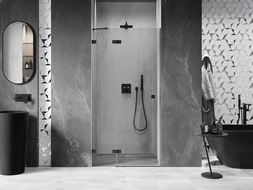 Mexen Lunar Left Swing Shower Door 125 cm, Transparent, Black - 834-125-000-70-00-L