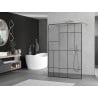 Mexen Kioto freestanding shower wall 140 x 200 cm, black pattern 8 mm, chrome - 800-140-002-01-78