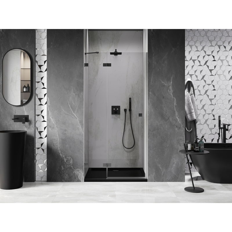 Mexen Lunar left hinged shower door 75 cm, transparent, gun metal - 834-075-000-95-00-L