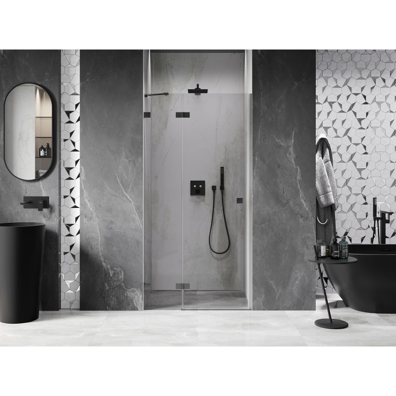Mexen Lunar 80 cm Left-Hinged Shower Door, Transparent, Gun Metal - 834-080-000-95-00-L