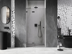 Mexen Lunar left-hinged shower door 120 cm, transparent, gun metal - 834-120-000-95-00-L