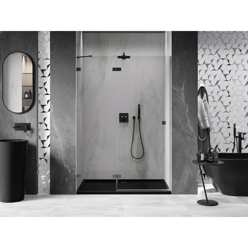 Mexen Lunar 135 cm Left Hinged Shower Door, Transparent, Gun Metal - 834-135-000-95-00-L