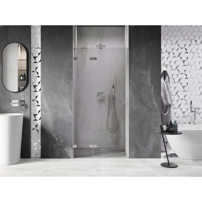 Mexen Lunar left hinged shower door 115 cm, transparent, brushed nickel - 834-115-000-97-00-L