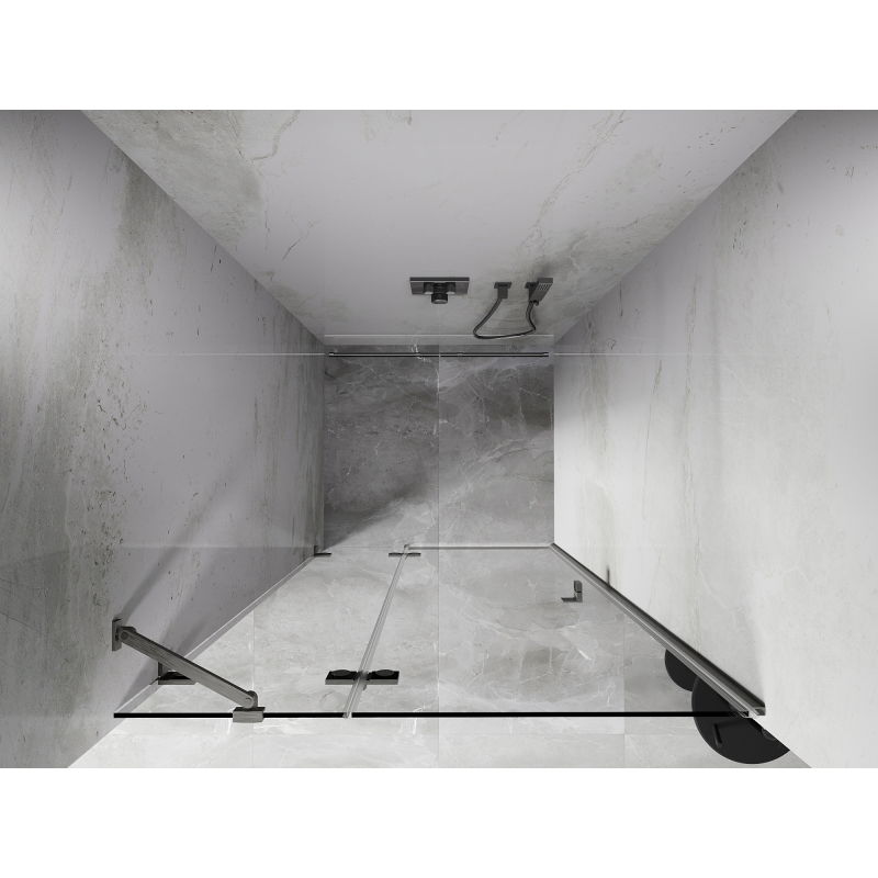 Mexen Lunar left-hinged shower door 125 cm, transparent, brushed nickel - 834-125-000-97-00-L