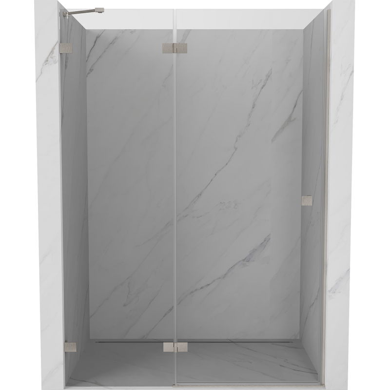 Mexen Lunar 130 cm Left Hinged Shower Door, Transparent, Brushed Nickel - 834-130-000-97-00-L