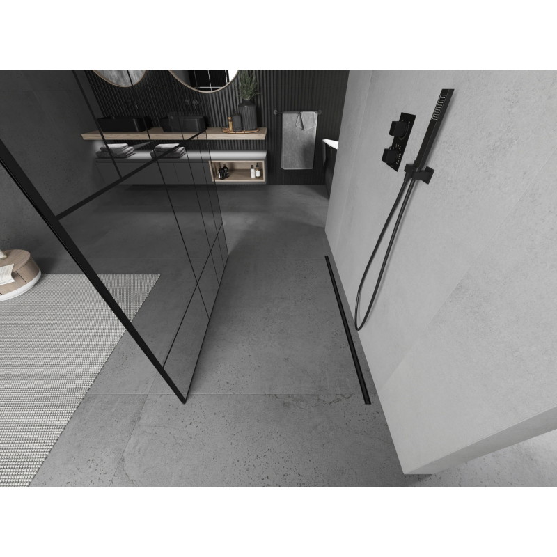 Mexen Kioto freestanding shower wall 110 x 200 cm, black pattern 8 mm, black - 800-110-002-70-78