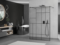 Mexen Kioto free-standing shower wall 110 x 200 cm, black pattern 8 mm, black - 800-110-002-70-78