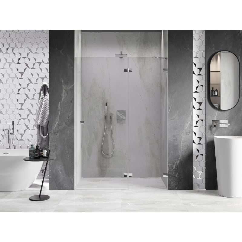 Mexen Lunar right hinged shower door 130 cm, transparent, chrome - 834-130-000-01-00-P