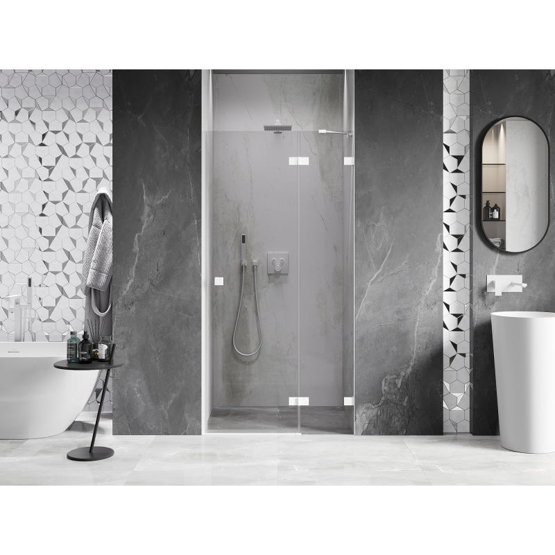 Mexen Lunar right-opening shower door 85 cm, transparent, white - 834-085-000-20-00-P
