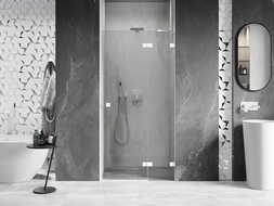 Mexen Lunar shower door, right hinge 85 cm, transparent, white - 834-085-000-20-00-P