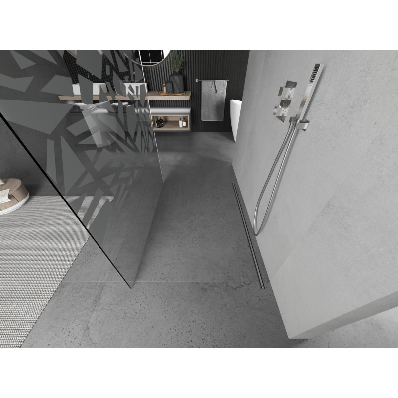 Mexen Kioto freestanding shower screen 110 x 200 cm, white pattern 8 mm, chrome - 800-110-002-01-85