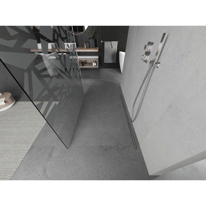 Mexen Kioto freestanding shower wall 110 x 200 cm, white pattern 8 mm, chrome - 800-110-002-01-85