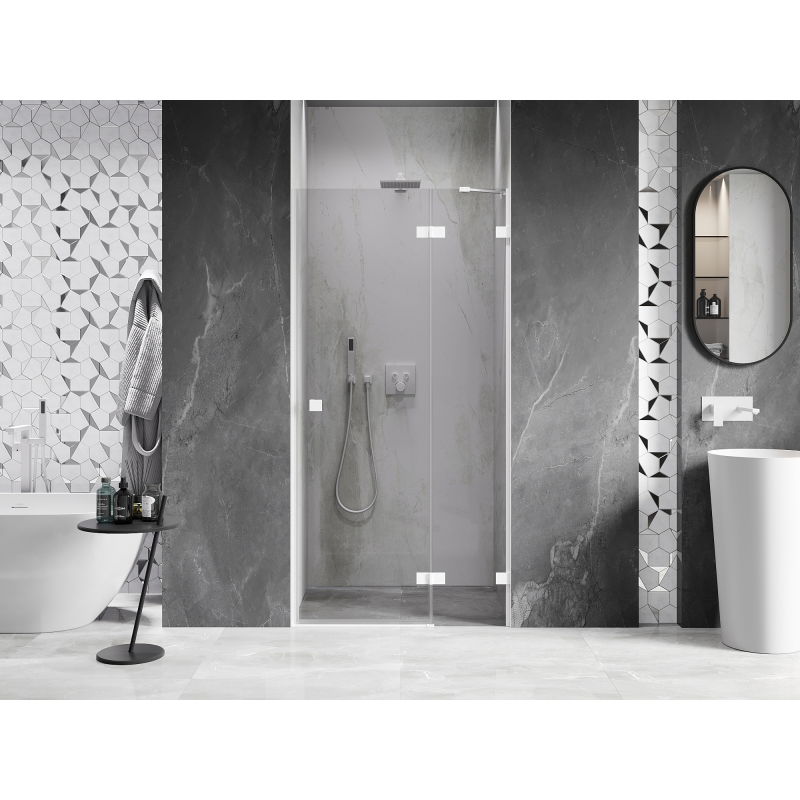 Mexen Lunar shower door swing right 125 cm, transparent, white - 834-125-000-20-00-P