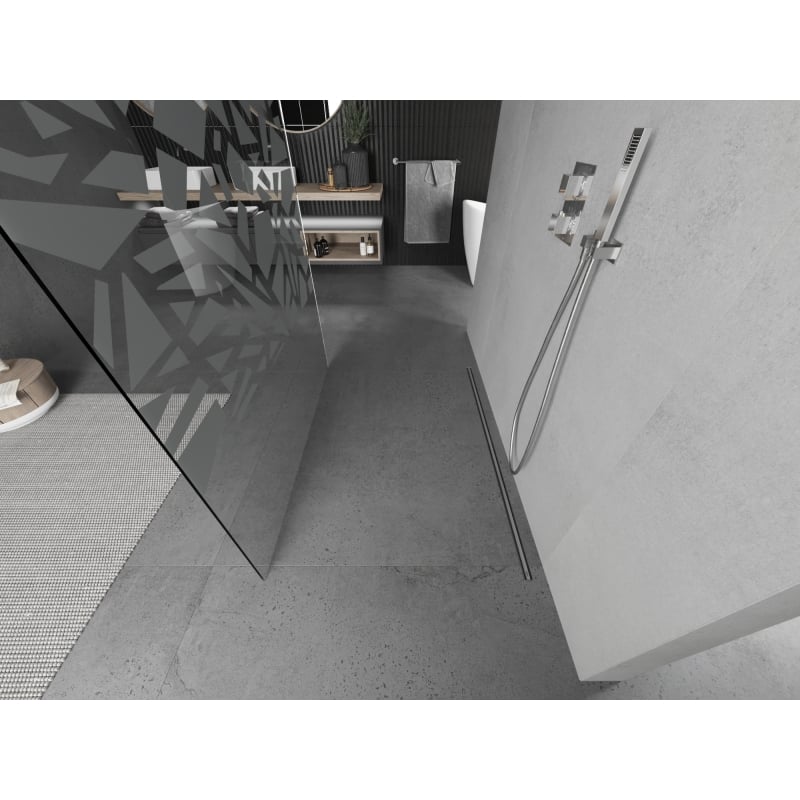 Mexen Kioto freestanding shower wall 120 x 200 cm, white pattern 8 mm, chrome - 800-120-002-01-85