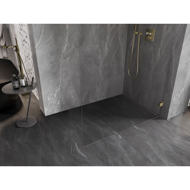 Mexen Lunar L Shower Wall Walk-in Right 50 x 200 cm, Transparent 8 mm, Gold - 830L-050-000-50-00-P