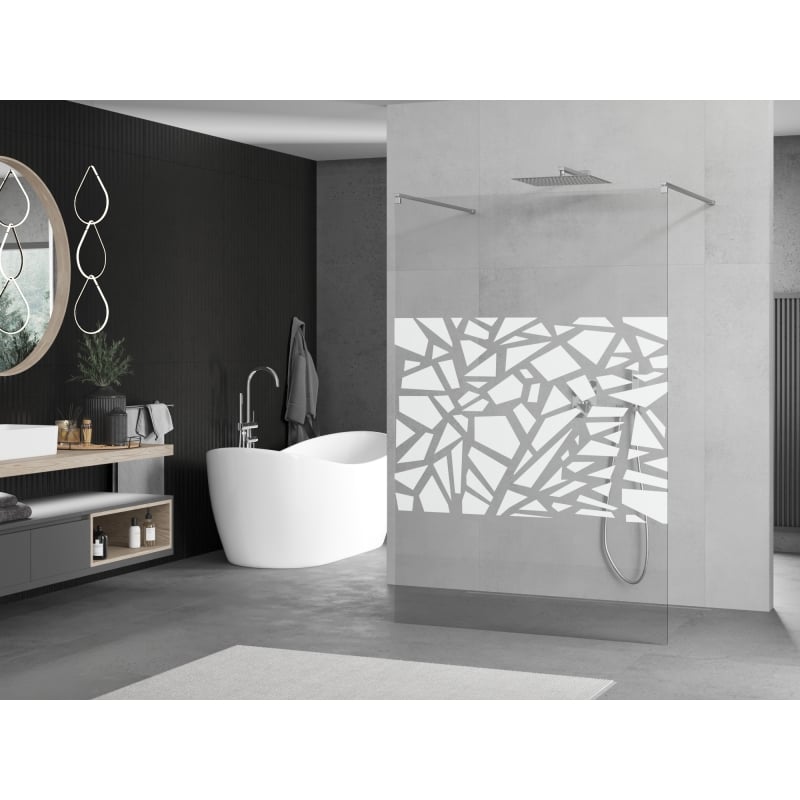 Mexen Kioto freestanding shower wall 120 x 200 cm, white pattern 8 mm, chrome - 800-120-002-01-85