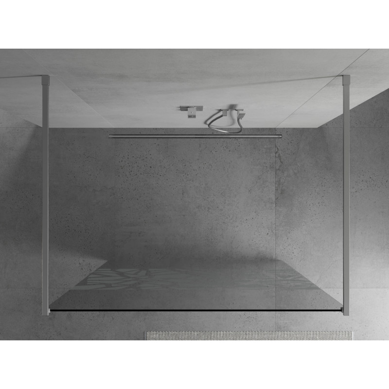 Mexen Kioto free-standing shower wall 120 x 200 cm, white pattern 8 mm, chrome - 800-120-002-01-85