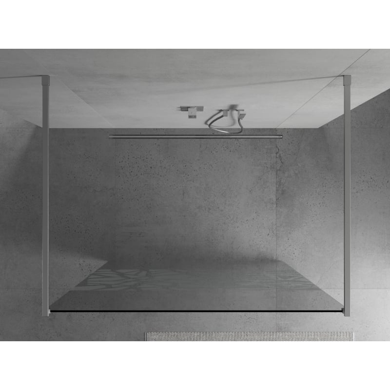 Mexen Kioto freestanding shower wall 120 x 200 cm, white pattern 8 mm, chrome - 800-120-002-01-85