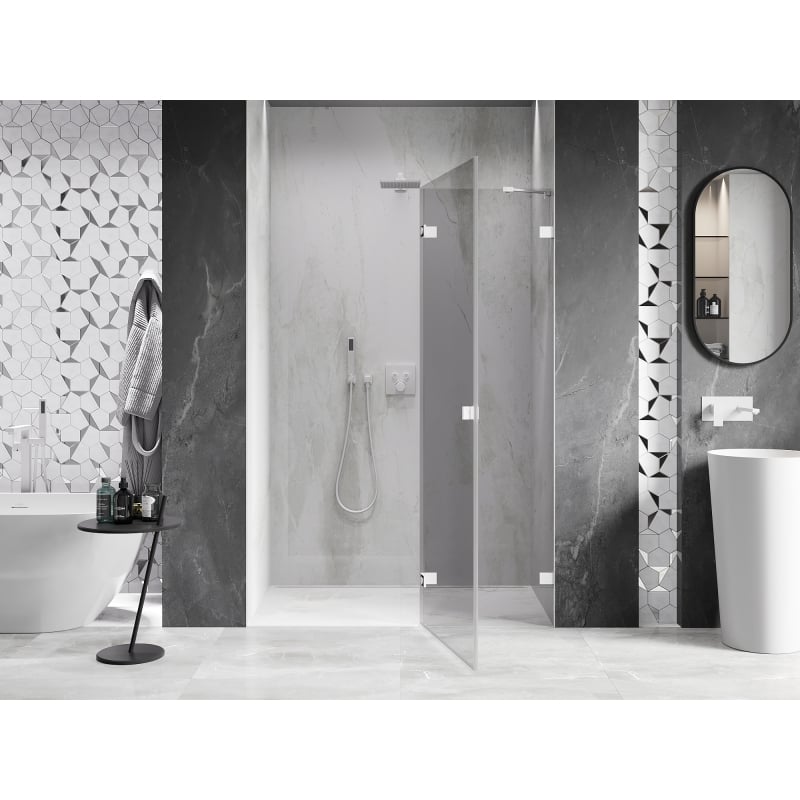 Mexen Lunar right-hinged shower doors 135 cm, transparent, white - 834-135-000-20-00-P