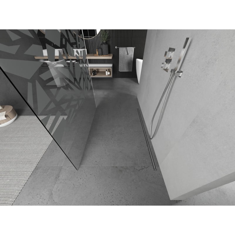 Mexen Kioto Freestanding shower wall 130 x 200 cm, white pattern 8 mm, chrome - 800-130-002-01-85