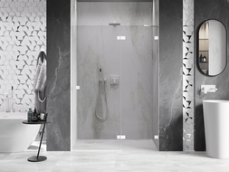 Mexen Lunar right-hinged shower doors 135 cm, transparent, white - 834-135-000-20-00-P