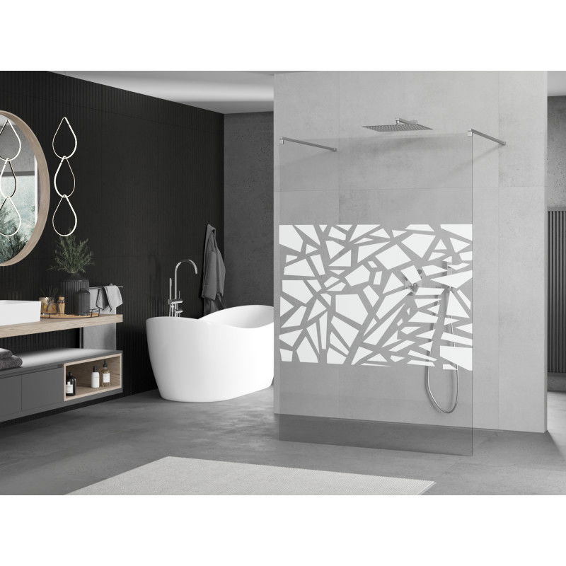 Mexen Kioto free-standing shower wall 130 x 200 cm, white pattern 8 mm, chrome - 800-130-002-01-85