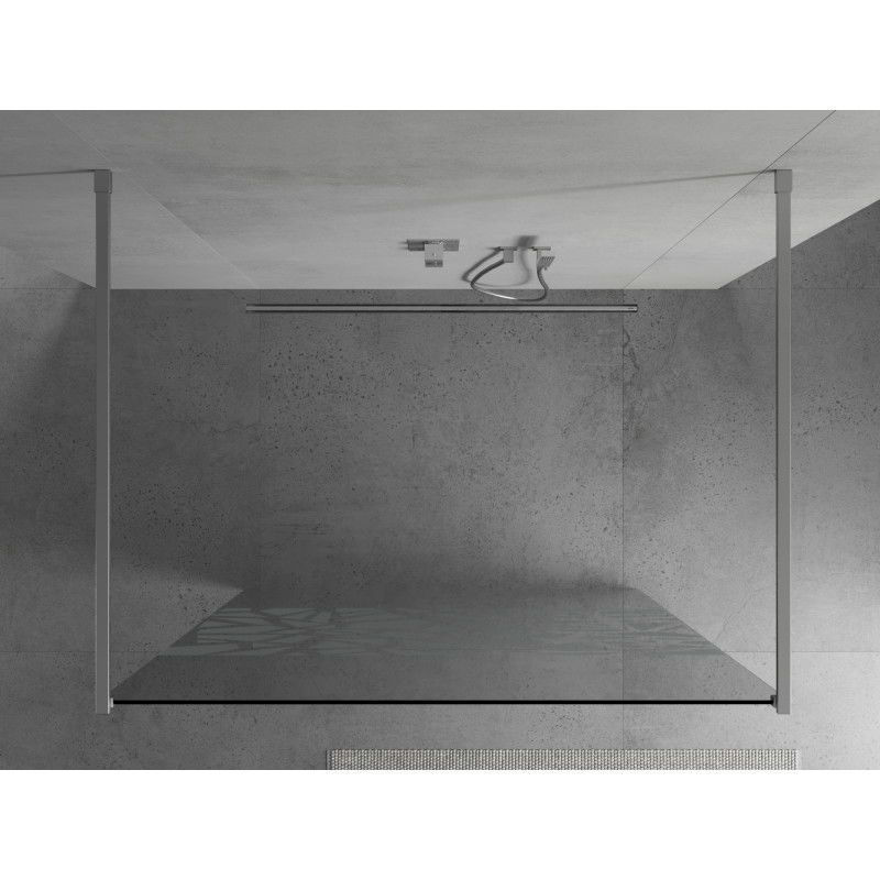 Mexen Kioto free-standing shower wall 130 x 200 cm, white pattern 8 mm, chrome - 800-130-002-01-85