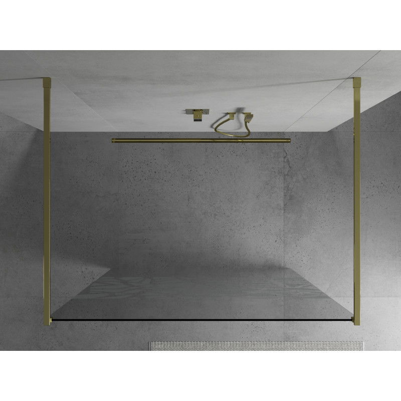 Mexen Kioto Freestanding Shower Wall 110 x 200 cm, White Pattern 8 mm, Gold - 800-110-002-50-85