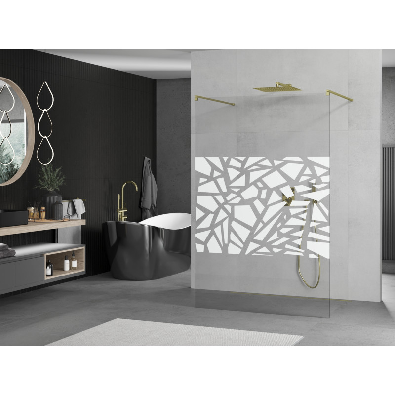 Mexen Kioto freestanding shower wall 120 x 200 cm, white pattern 8 mm, gold - 800-120-002-50-85