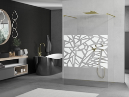 Mexen Kioto freestanding shower wall 120 x 200 cm, white pattern 8 mm, gold - 800-120-002-50-85