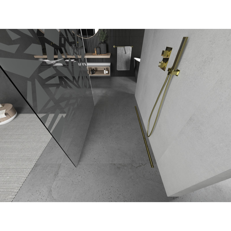 Mexen Kioto free-standing shower enclosure 130 x 200 cm, white pattern 8 mm, gold - 800-130-002-50-85