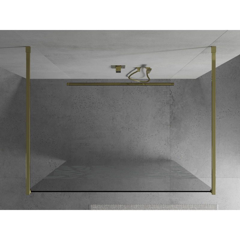 Mexen Kioto free-standing shower wall 130 x 200 cm, white pattern 8 mm, gold - 800-130-002-50-85