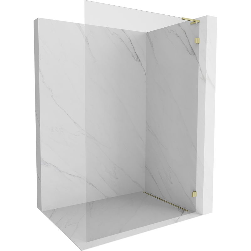Mexen Lunar L Walk-in Shower Wall Right 110 x 200 cm, Transparent 8 mm, Gold - 830L-110-000-50-00-P