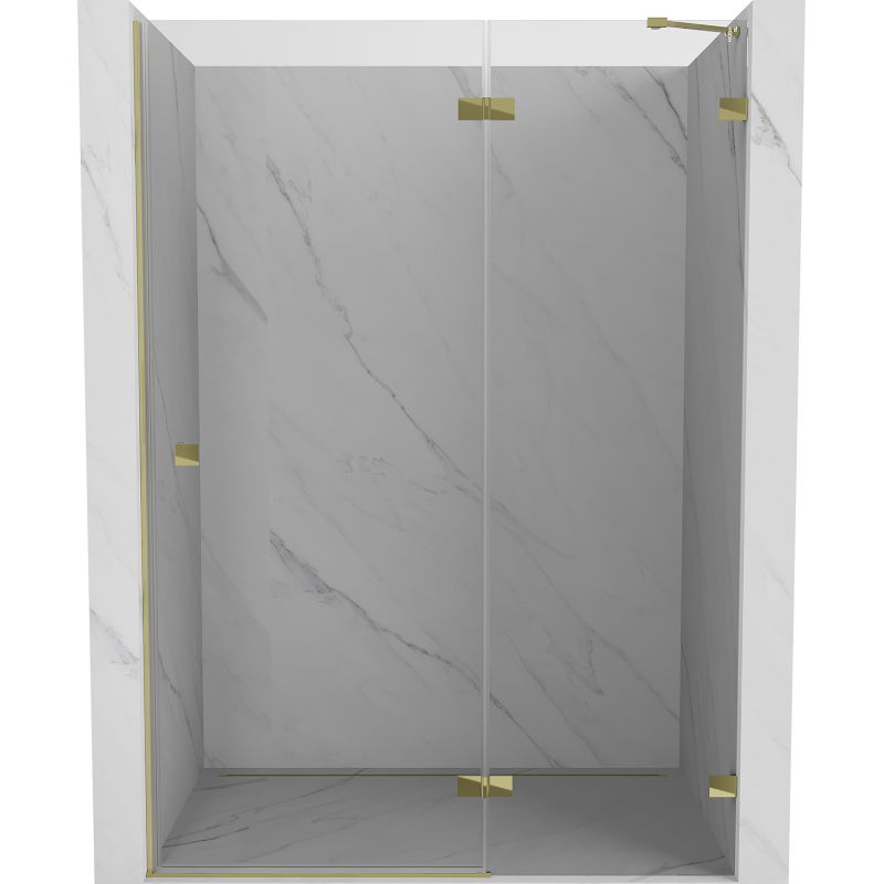 Mexen Lunar 130 cm Right Hinged Shower Door, Transparent, Gold - 834-130-000-50-00-P