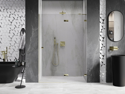 Mexen Lunar shower door swing right 130 cm, transparent, gold - 834-130-000-50-00-P