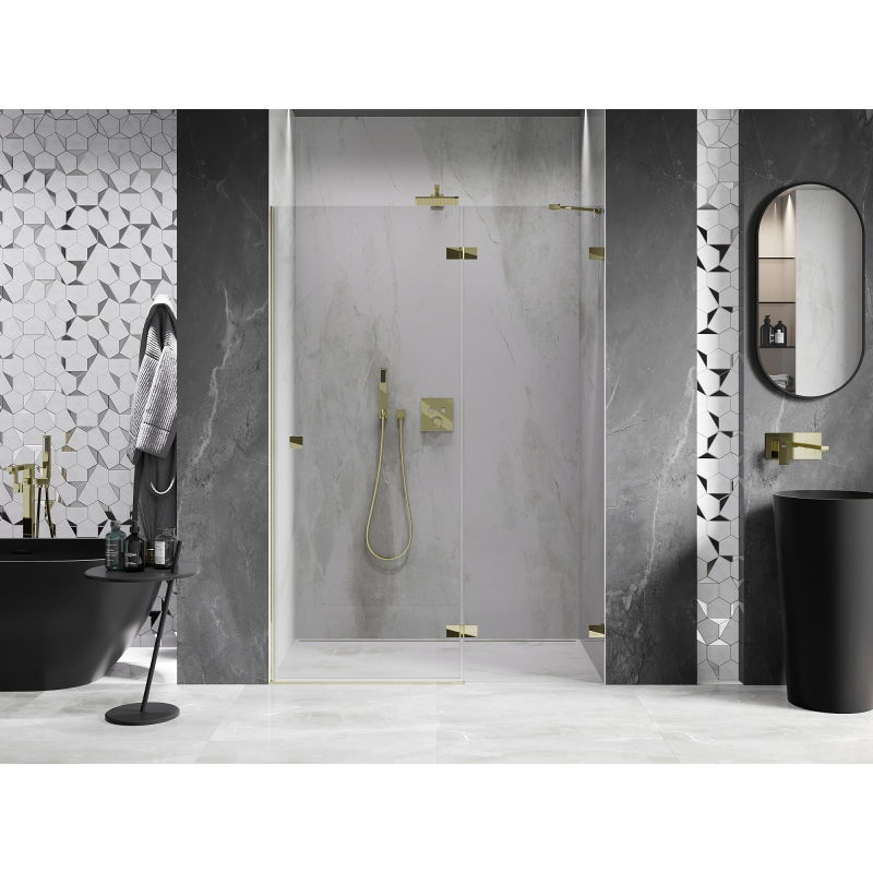 Mexen Lunar 140 cm Right Hinged Shower Door, Transparent, Gold - 834-140-000-50-00-P