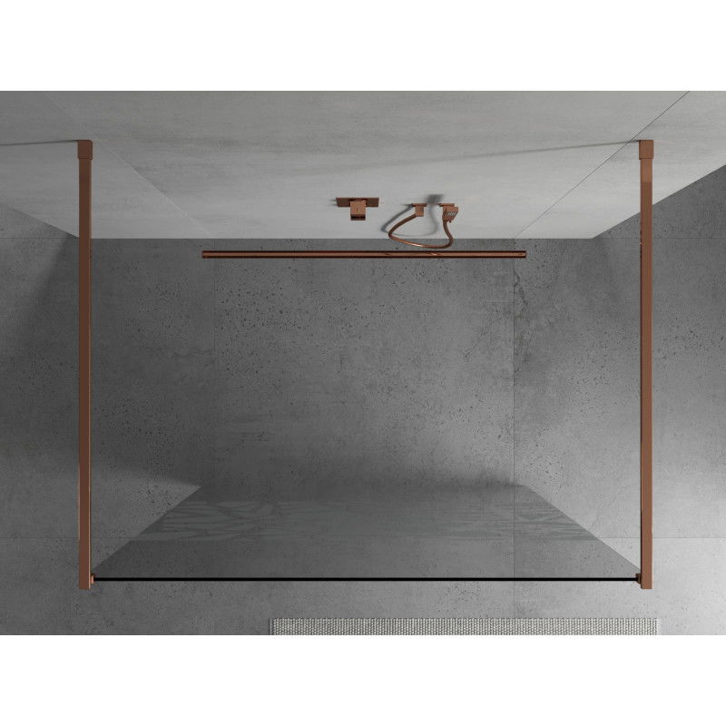 Mexen Kioto freestanding shower wall 110 x 200 cm, white pattern 8 mm, rose gold - 800-110-002-60-85