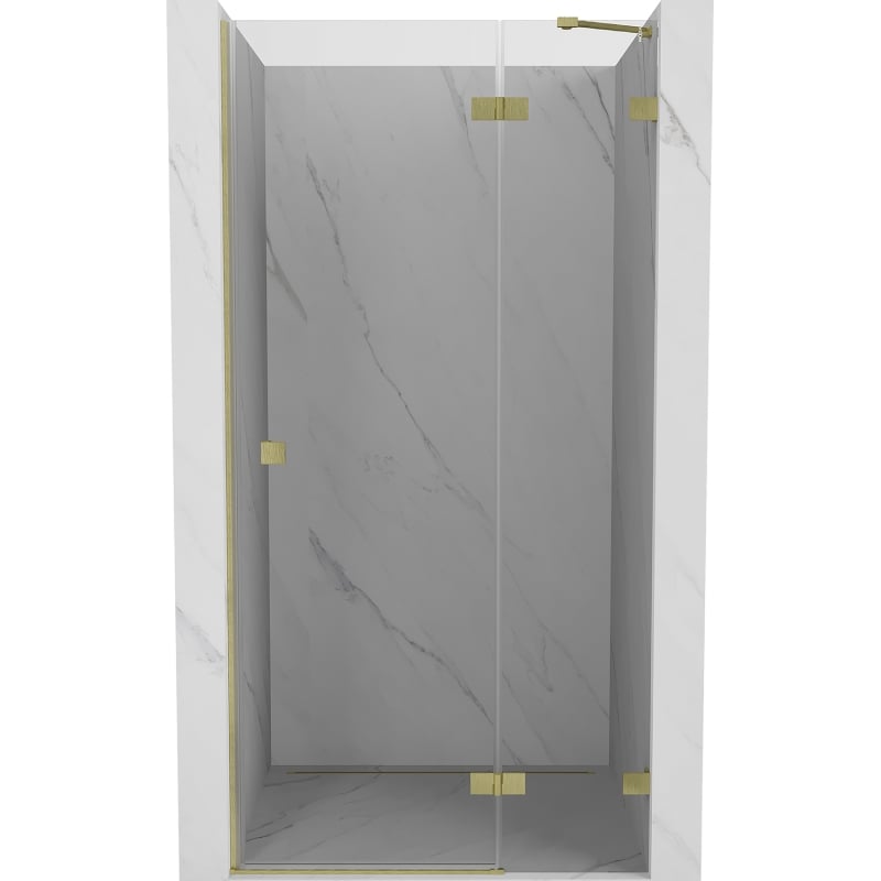 Mexen Lunar shower door hinged right 90 cm, transparent, brushed gold - 834-090-000-55-00-P