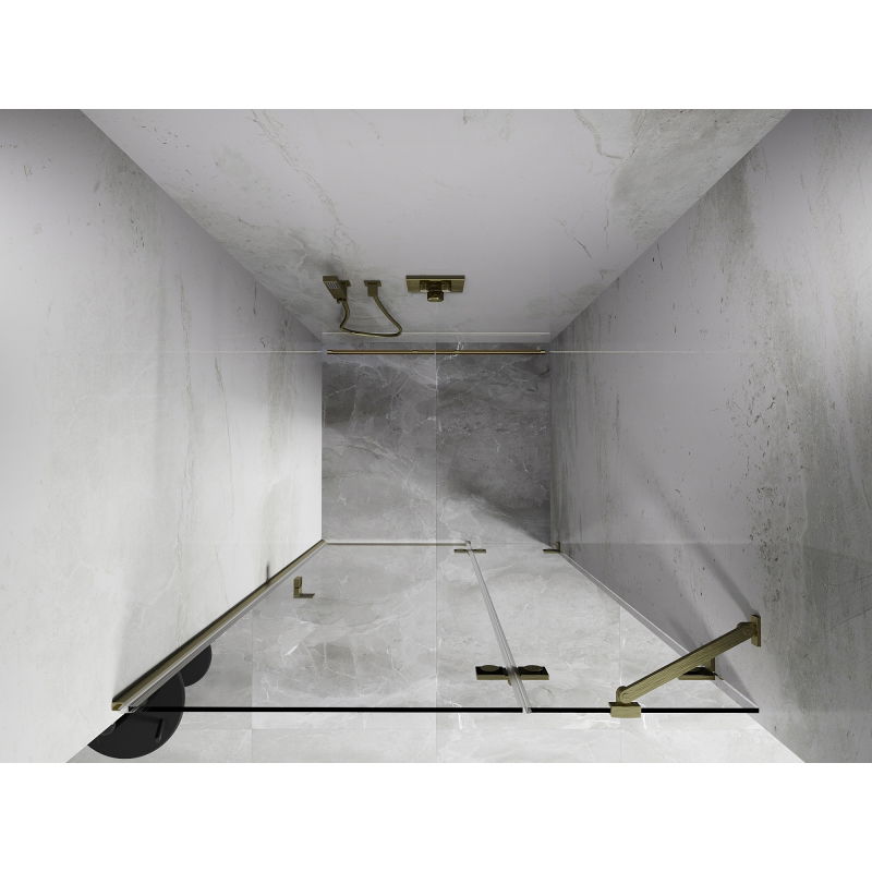 Mexen Lunar right-hinged shower door 95 cm, transparent, brushed gold - 834-095-000-55-00-P