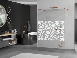 Mexen Kioto freestanding shower screen 130 x 200 cm, white pattern 8 mm, rose gold - 800-130-002-60-85