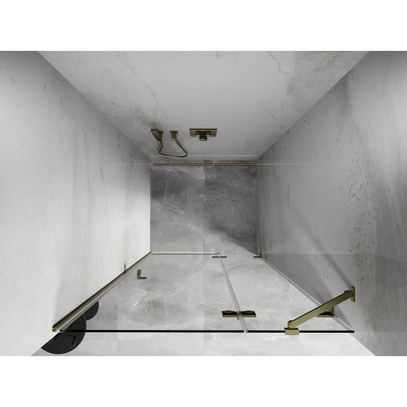 Mexen Lunar right-hinged shower door 125 cm, transparent, brushed gold - 834-125-000-55-00-P