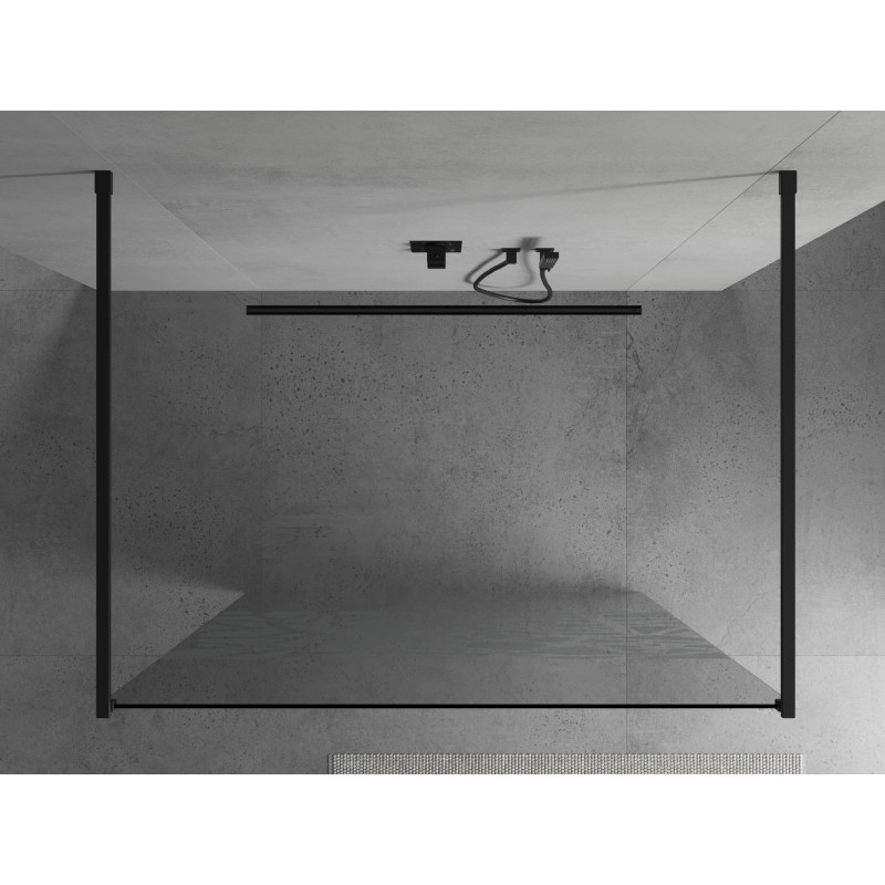 Mexen Kioto free-standing shower wall 100 x 200 cm, white pattern 8 mm, black - 800-100-002-70-85