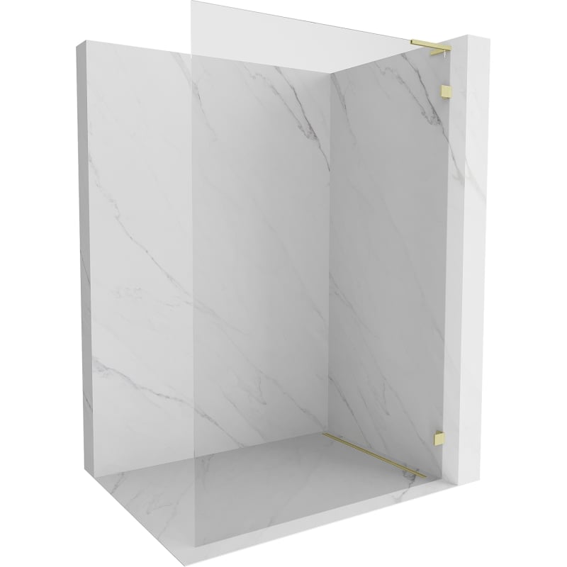 Mexen Lunar L Walk-in Shower Wall Right 90 x 200 cm, Transparent 8 mm, Brushed Gold - 830L-090-000-55-00-P